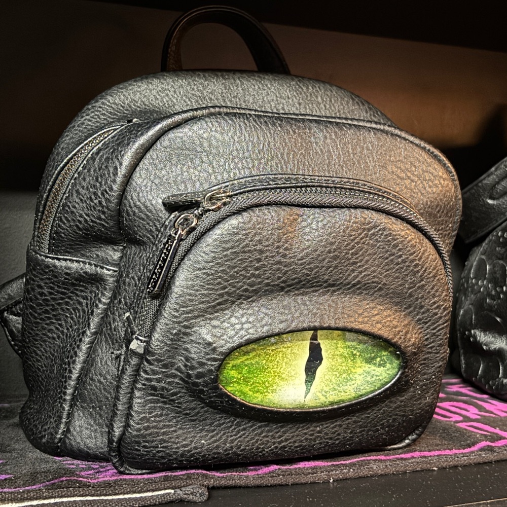 Killstar Black Backpack with Green Eye Accent